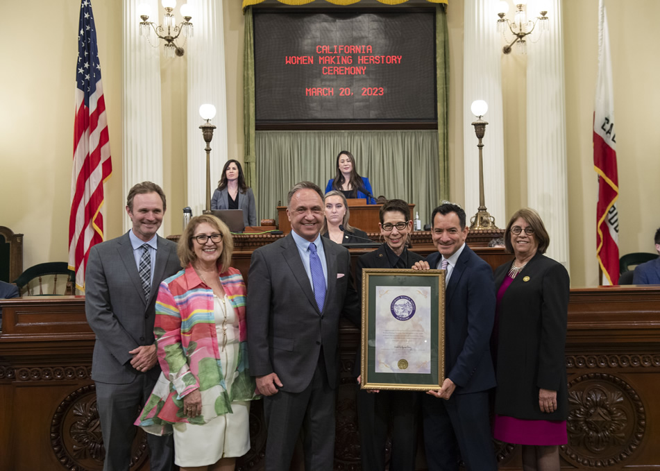 Asm. Zbur, Speaker Rendon and other members honoring Abbe Land