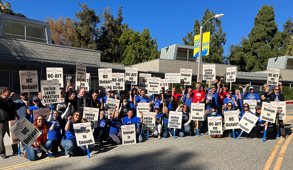 Protester group with signs