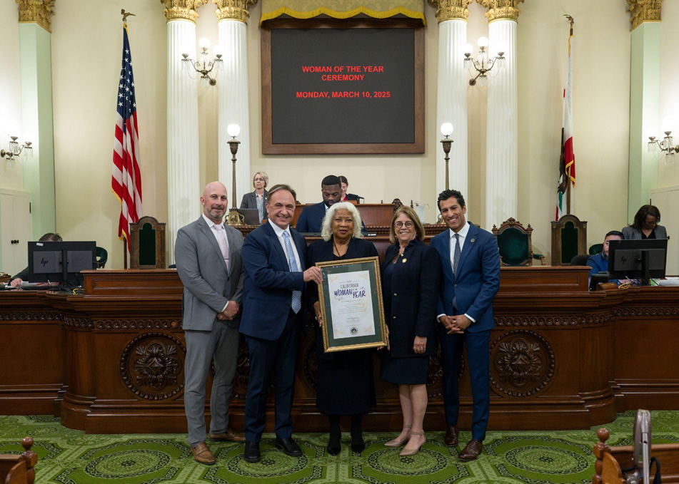 Asm. Zbur, Speaker Rivas and other members honoring Dr. Jeffery