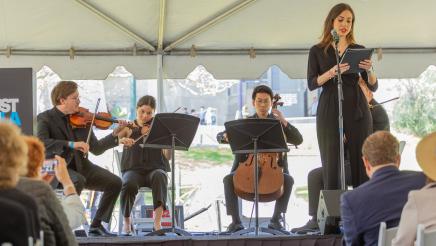 Musicians and vocalist on stage