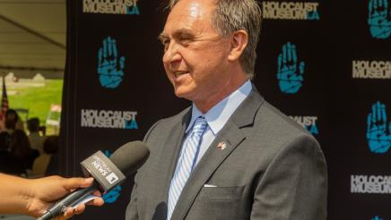 Asm. Zbur being interviewed by local media