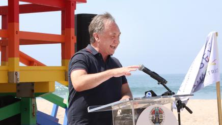 Asm. Zbur speaks in support of recognizing Ginger Rogers Beach as a place of refuge for LGBTQ+ community members