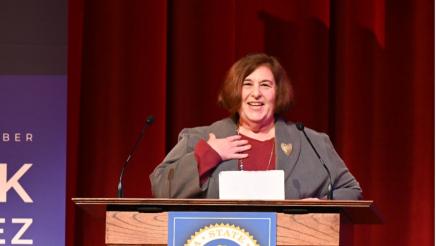 Rabbi Denise Eger, founder of the progressive reform Congregation Kol Ami in West Hollywood, speaking
