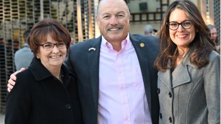 State Board of Equalization member Tony Vazquez smiles alongside his wife Maria Leon-Vazquez (LEFT) and Asm. Blanca Pacheco (RIGHT)