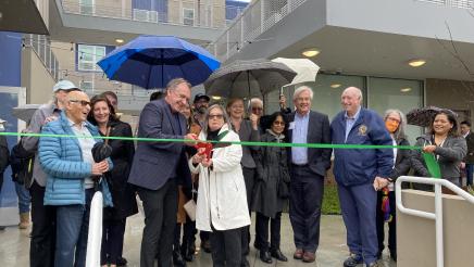 Asm. Zbur and Santa Monica Mayor Gleam Davis preparing to cut the ribbon