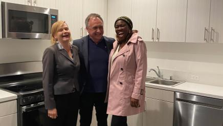 From Left: Tara Barauskus, Executive Director of Community Corporation of Santa Monica; Asm. Rick Chavez Zbur (D-Hollywood); Ericka Lesley, Santa Monica Rent Control Board Member