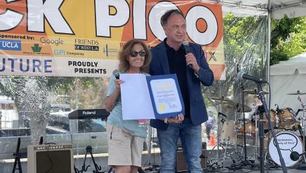 Asm. Zbur presents a Certificate of Recognition to Terri Tippit, co-founder of the Westside Neighborhood Council (WNC)