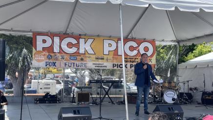 Asm. Zbur addresses crowd at Pick Pico 2024 Street Fair