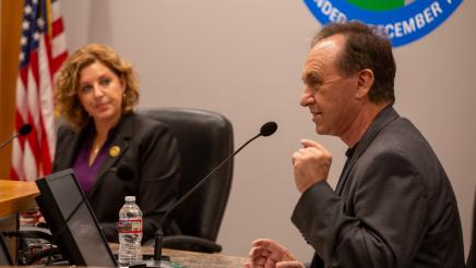 Asm. Zbur speaking as Asm. Schiavo listens on