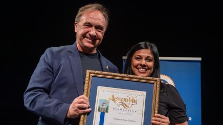 The Hollywood Food Coalition receives the Assembly District 51 Community Excellence Award for Social Justice.