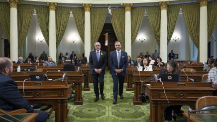 Asm. Zbur escorting Mr. Friedman on the Assembly Floor