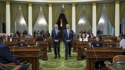 Asm. Zbur escorting Mr. Friedman on the Assembly Floor