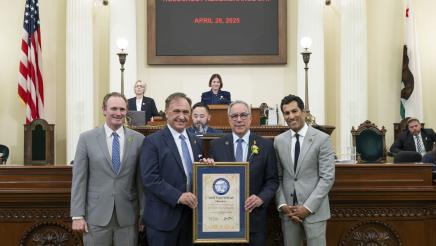 Mr. Friedman being awarded by Asm. Zbur and Speaker Rivas