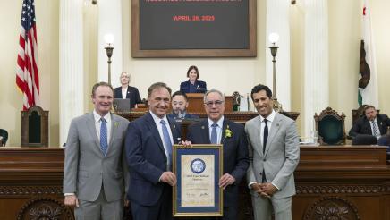 Mr. Friedman being awarded by Asm. Zbur and Speaker Rivas