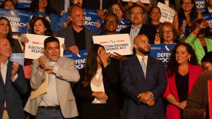Asm. Zbur, other legislators and supporters, some holding signs