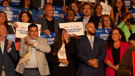 Asm. Zbur, other legislators and supporters, some holding signs